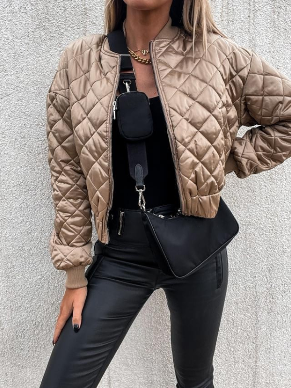 Women’s Fleece-Lined Quilted Puffer Bomber Jacket