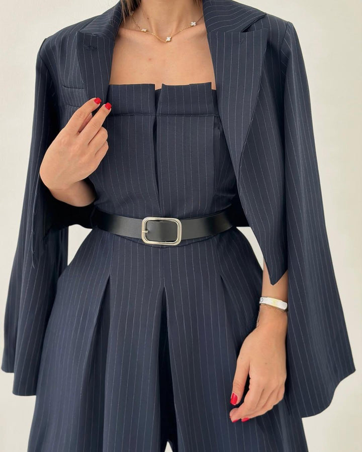 Women’s Knit Wide-Leg Jumpsuit & Blazer Set