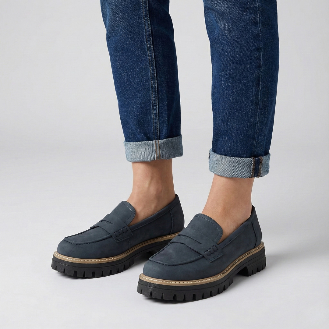 Loafers Women's Suede Leather Platform Slip On Shoes