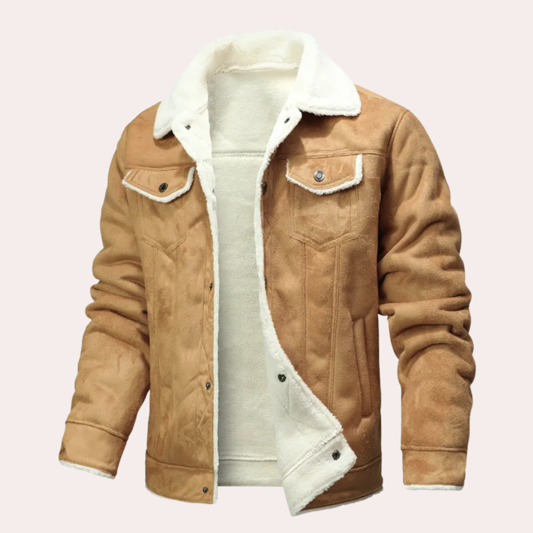 Men's Fleece Leather Jacket Outerwear Bomber Coat
