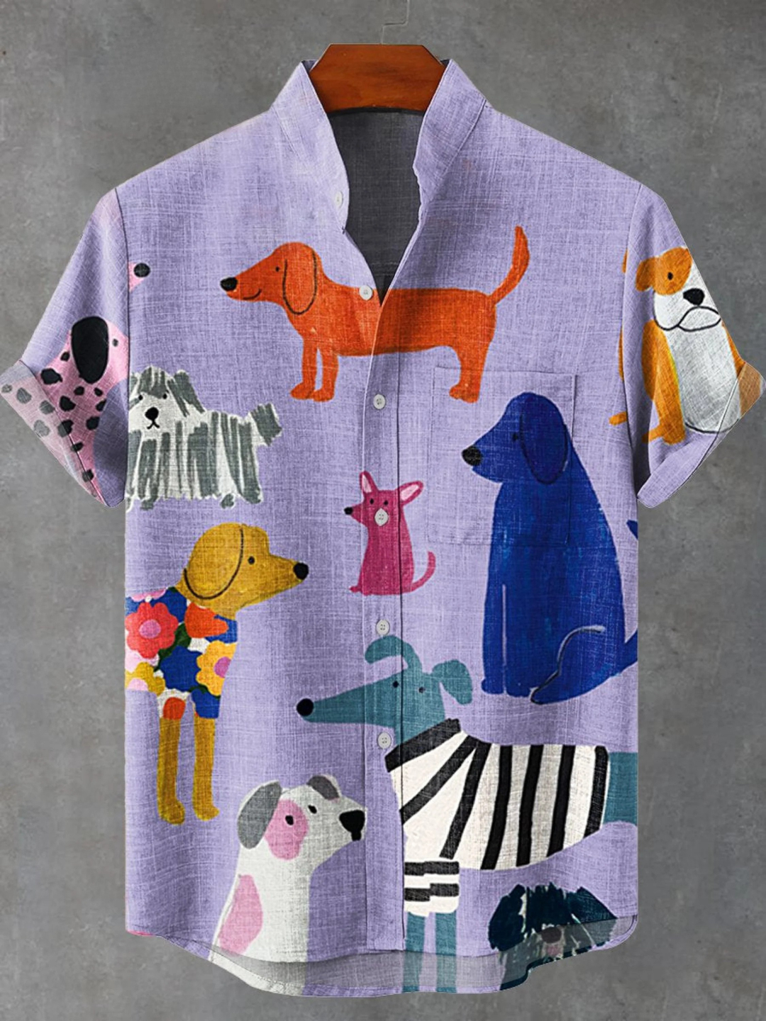 Short Sleeve Button Up Linen Graphic Print Shirt