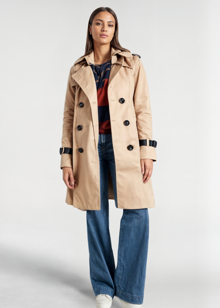 Women's Wool-Blend Double-Breasted Trench Coat