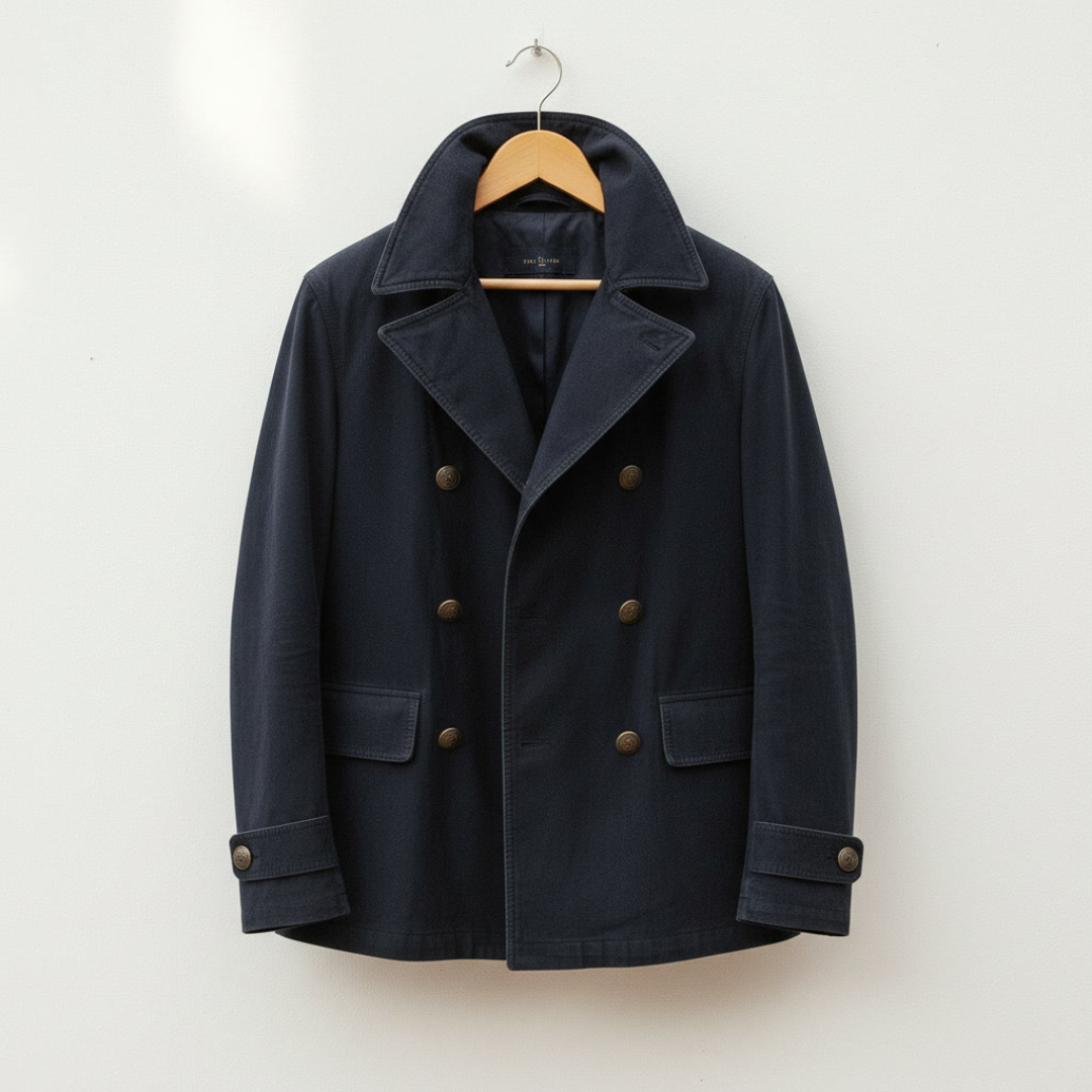Caban classique pour homme en mélange de laine, à double boutonnage