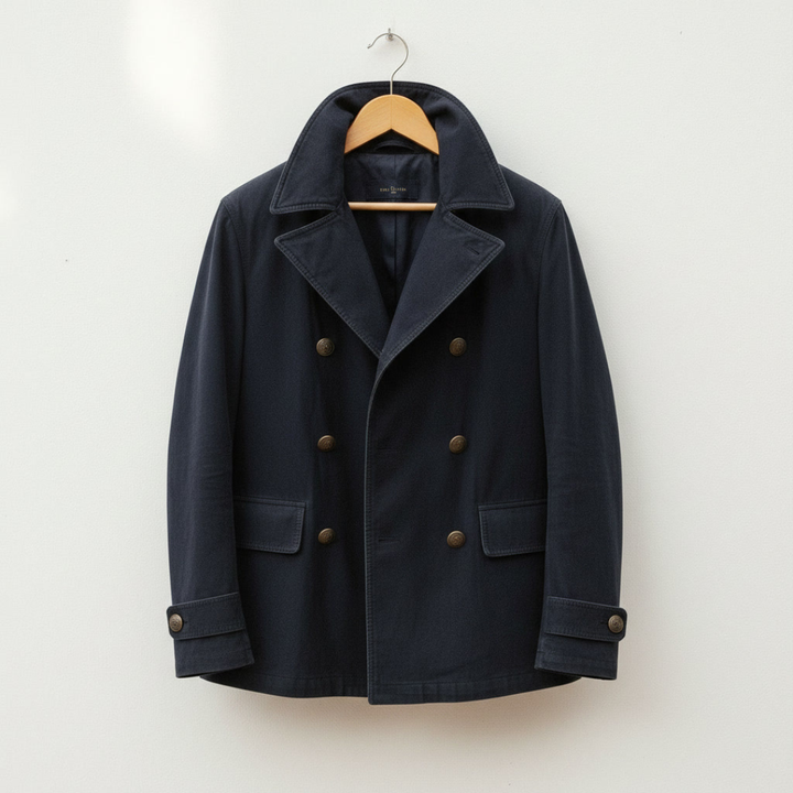 Caban classique pour homme en mélange de laine, à double boutonnage