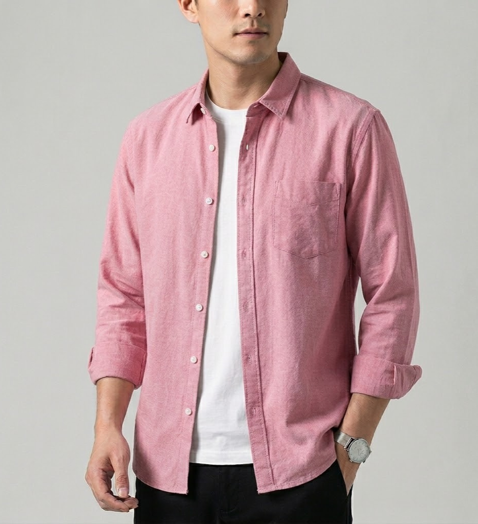 Men's Linen Button Down Long Sleeve Casual Shirt