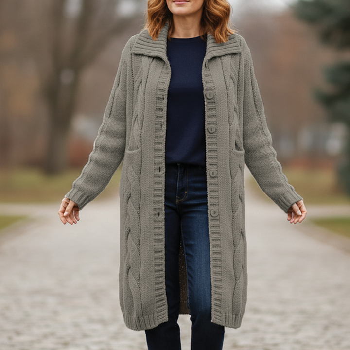 Women's Long Wool Knit Cardigan Sweater