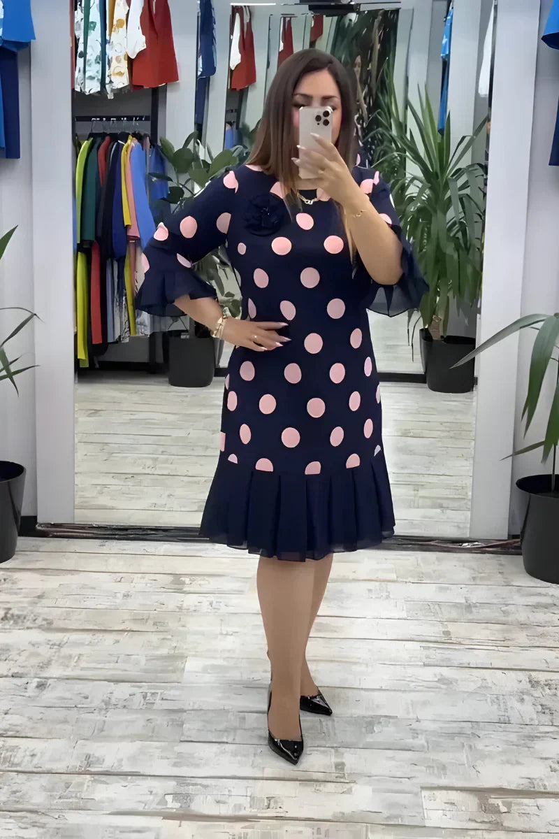 Women's Polka Dot Knit Flounce Dress