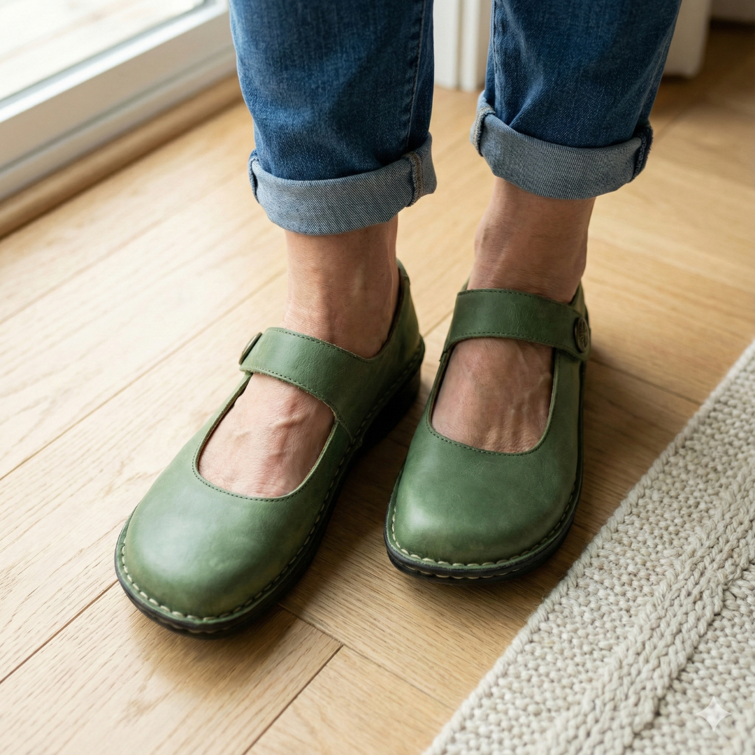 Women's Leather Mary Jane Comfort Flats