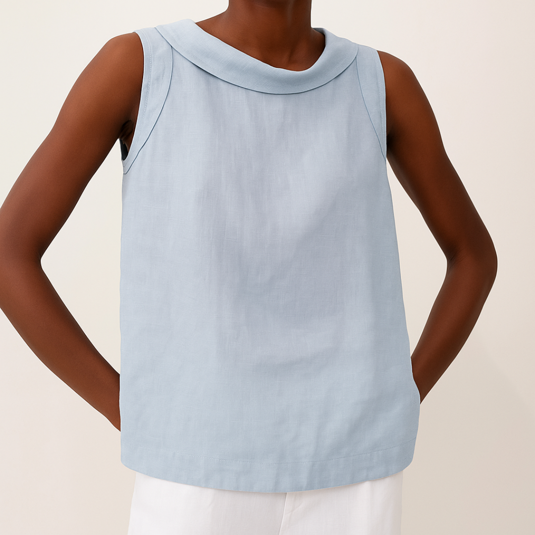 Women's Sleeveless Linen Shell Top Blouse