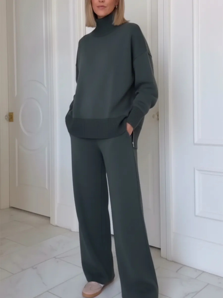 Women's Knit Jumper and Wide Leg Trousers Loungewear Set