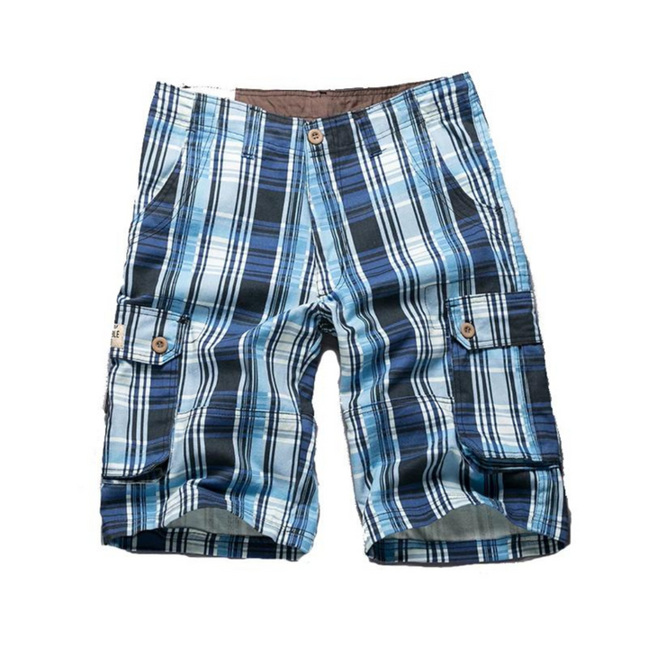 Men's Plaid Cargo Linen Casual Shorts