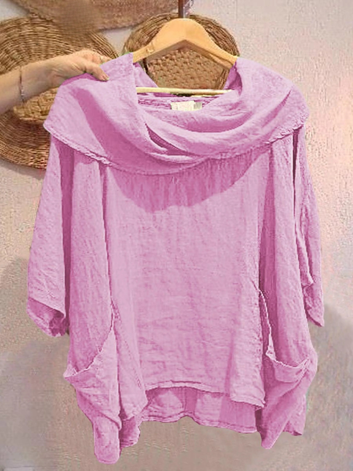 Women's Linen Knit Oversized Poncho Jumper Sweater