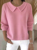 Women's Sweater Collared Knit Top