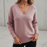 Women's Merino Wool Knit V Neck Jumper