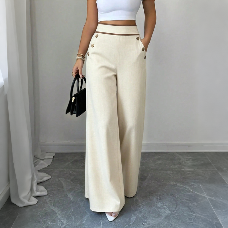 Women's Rayon Blend High Rise Wide Leg Sailor Trousers