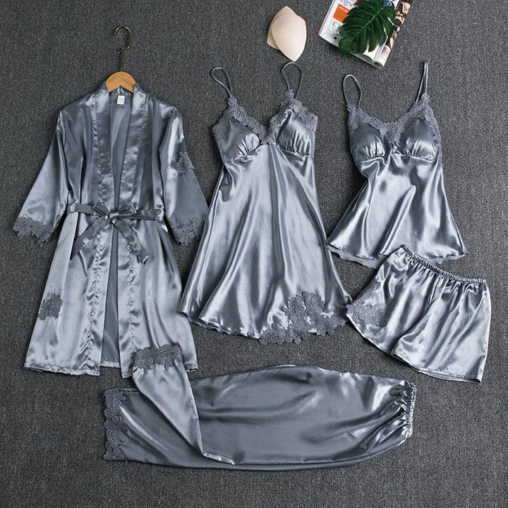 Women's Satin Pajama Set with Robe