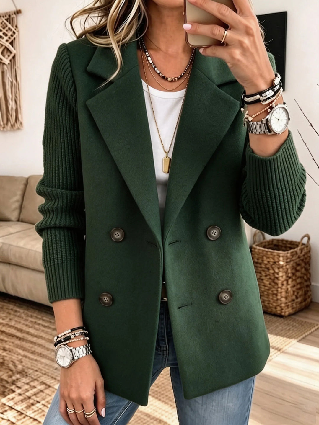 Women's Knit Double Breasted Blazer