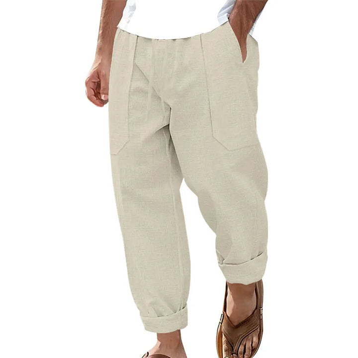 Men's Linen Trousers Relaxed Fit Casual Pants