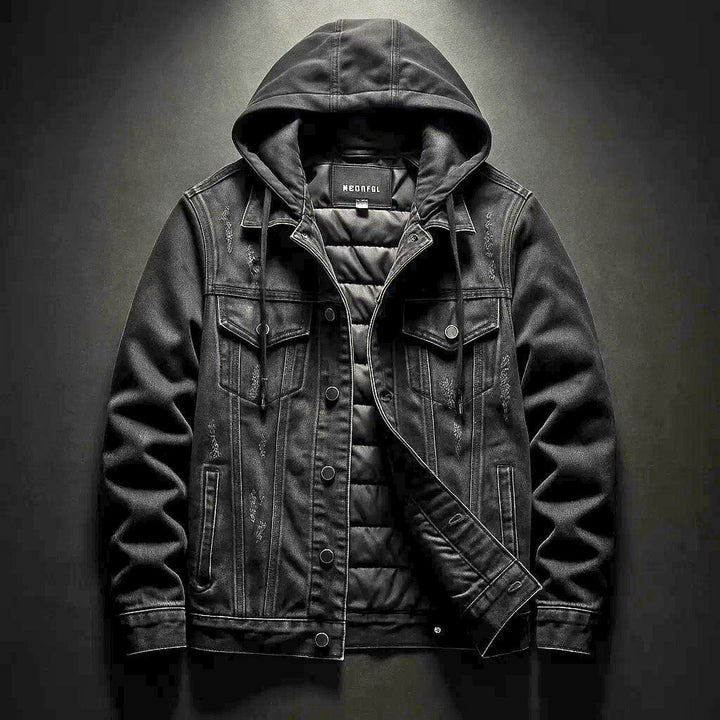 Men's Hooded Jacket Insulated Fleece Denim Outerwear