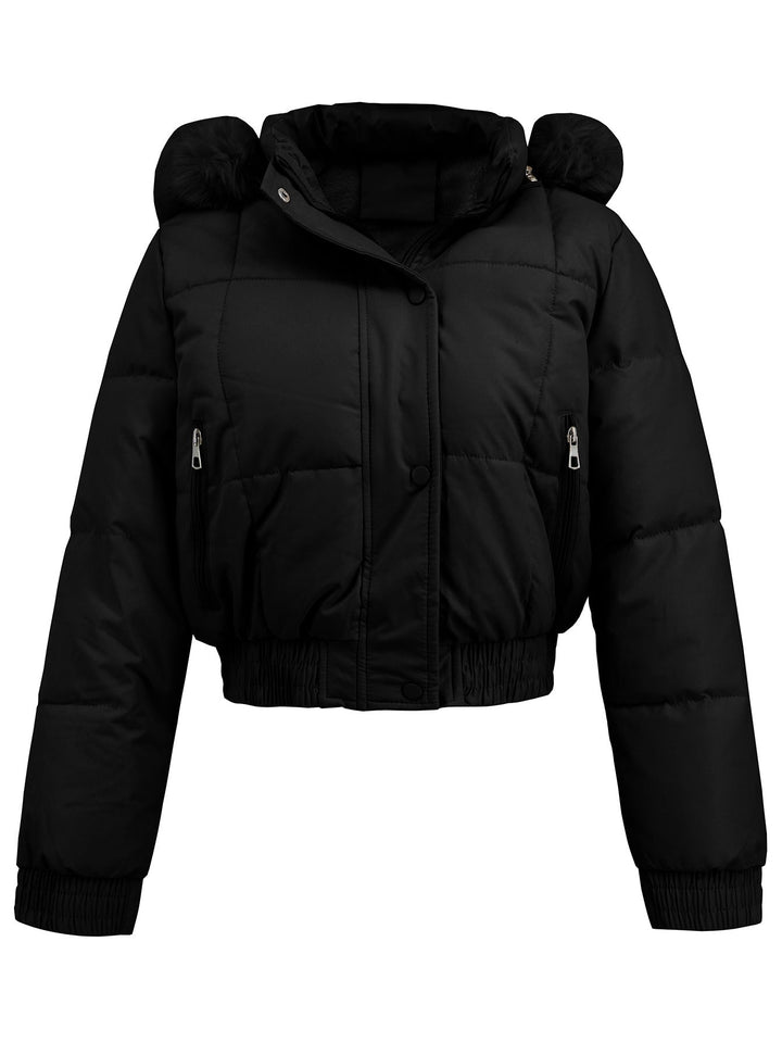 Women’s Fleece-Lined Quilted Puffer Jacket with Fur Hood