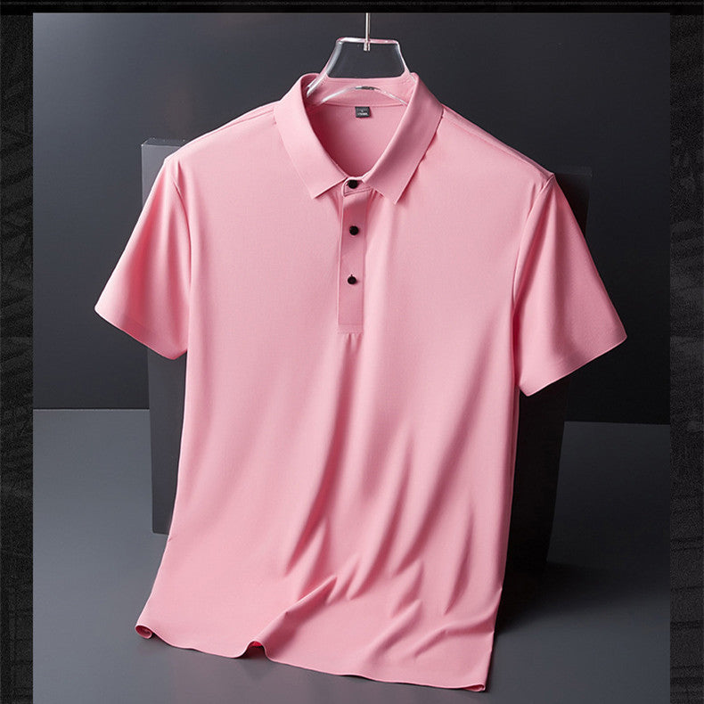 Men's Linen Blend Knit Polo Shirt Premium Short Sleeve Top
