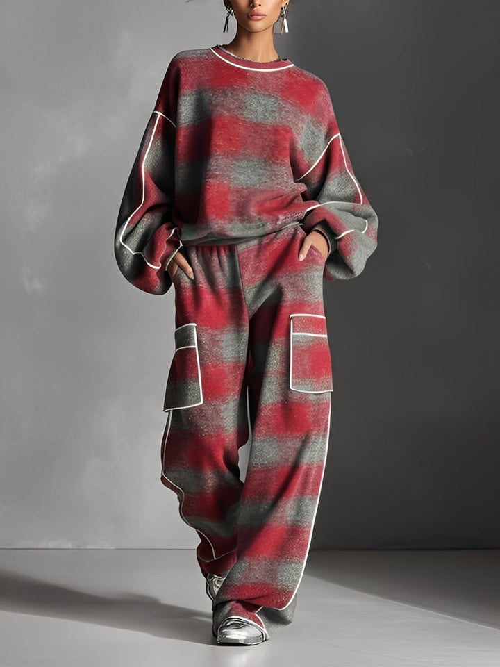 Women's Fleece Lounge Set Oversized Sweater and Pants Outfit