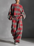 Women's Fleece Lounge Set Oversized Sweater and Pants Outfit