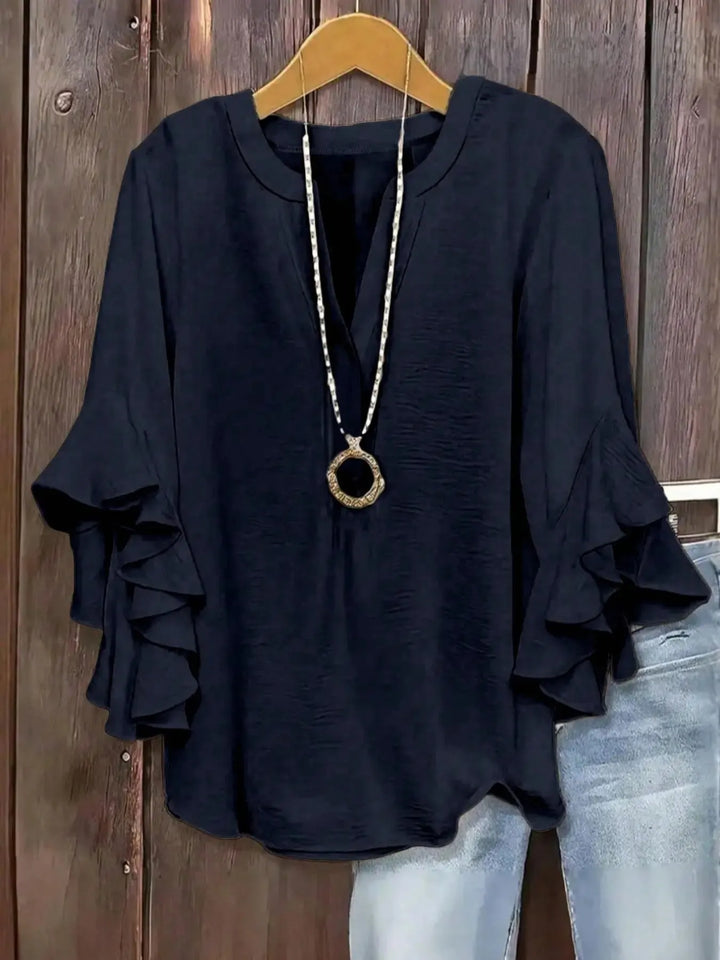 Women's Rayon Blend Short Sleeve V-Neck Casual Blouse