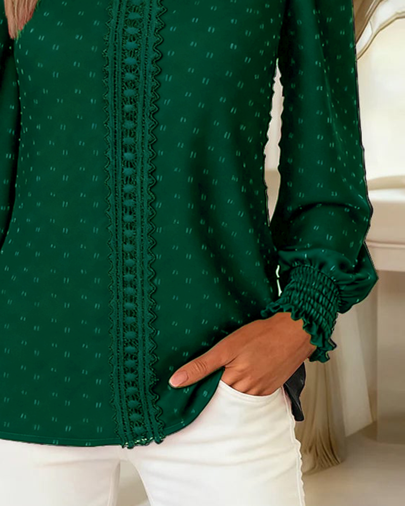 Women's Linen Long-Sleeve Round Neck Blouse