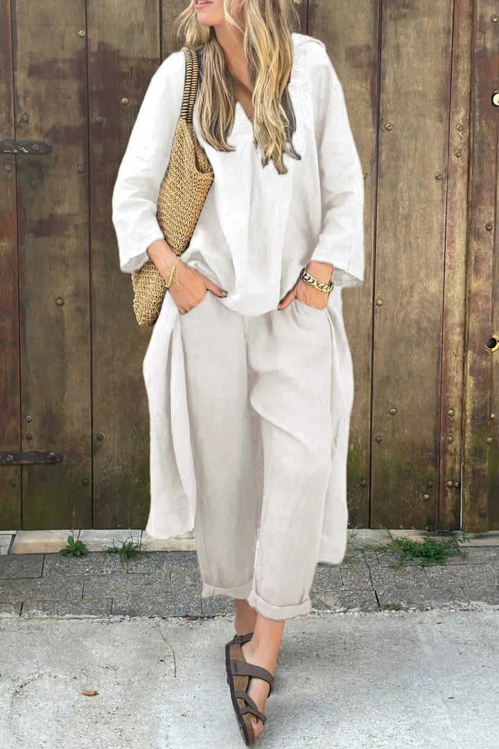 Women's Linen Tunic and Trousers Two Piece Co-ord Set