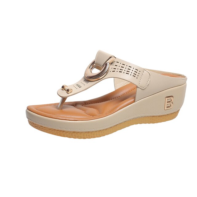 Sandales compensées en cuir pour femmes, plateformes, tongs, mules et tongs à semelle plate