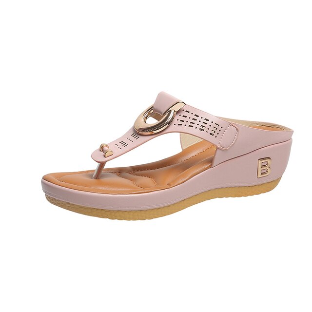 Sandales compensées en cuir pour femmes, plateformes, tongs, mules et tongs à semelle plate
