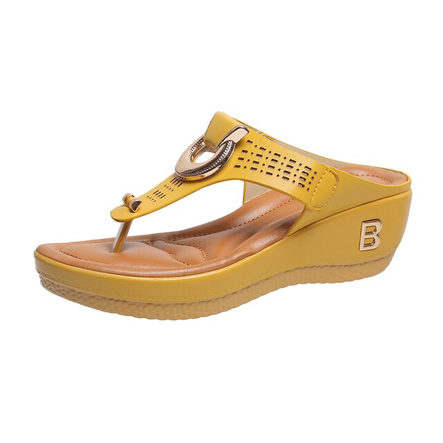 Sandales compensées en cuir pour femmes, plateformes, tongs, mules et tongs à semelle plate