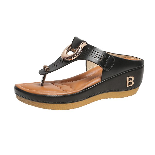 Sandales compensées en cuir pour femmes, plateformes, tongs, mules et tongs à semelle plate
