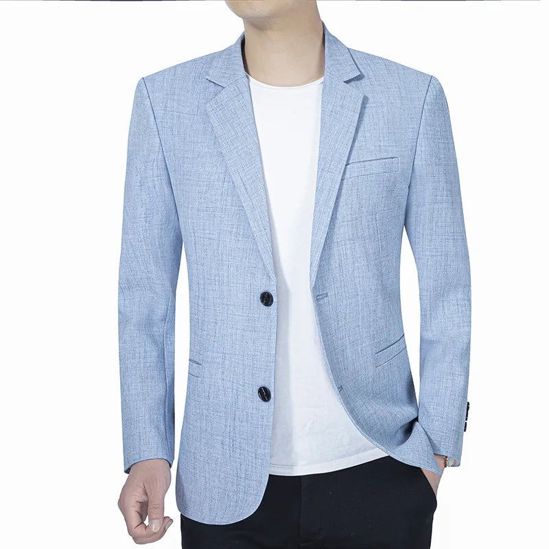 Men's Linen Slim Fit Notch Lapel Blazer Sport Coat