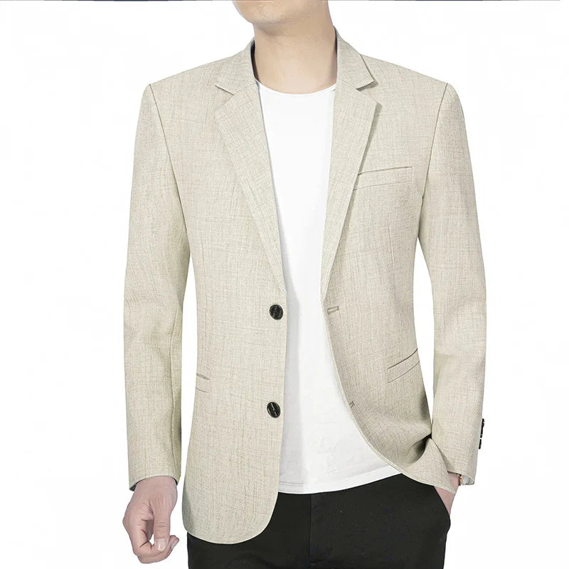 Men's Linen Slim Fit Notch Lapel Blazer Sport Coat