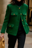 Women's Wool Tweed Jacket Knit Cardigan Outerwear Top