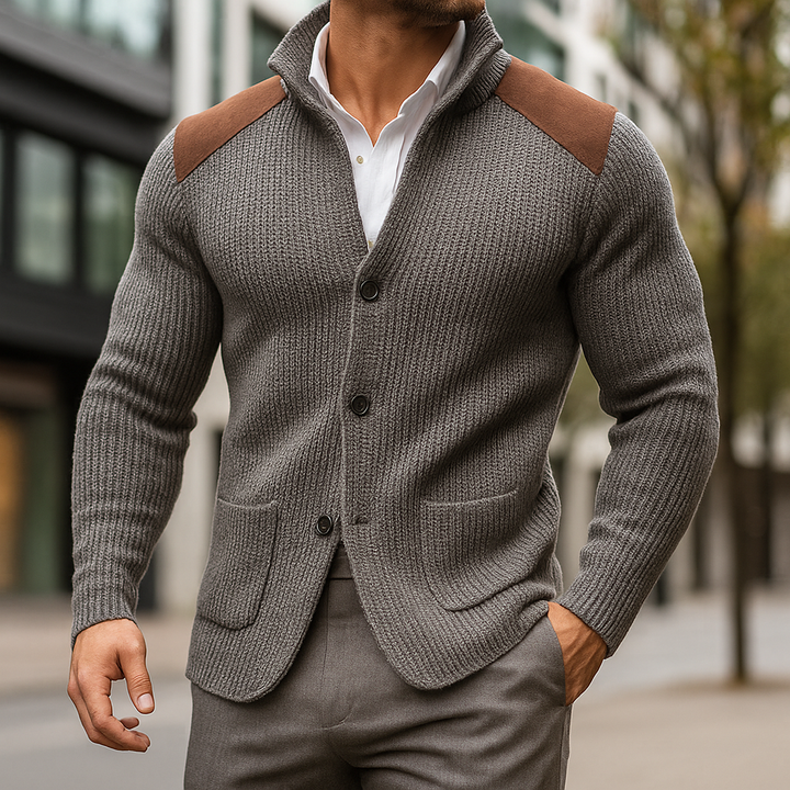Men's Wool Knit Cardigan Sweater Blazer