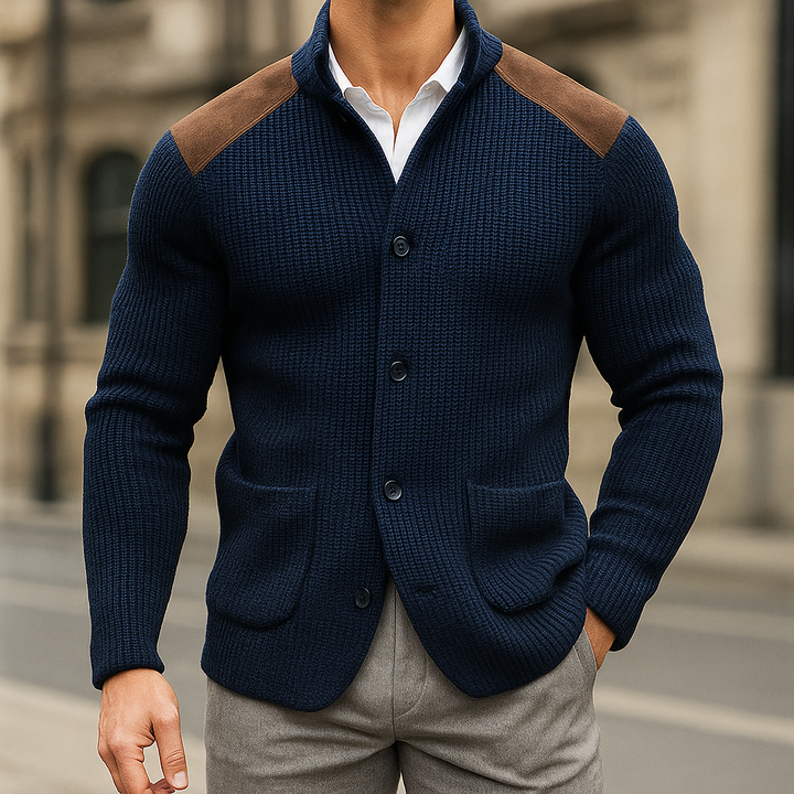 Men's Wool Knit Cardigan Sweater Blazer