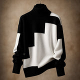 Men’s Wool Knit Geometric Turtleneck Sweater