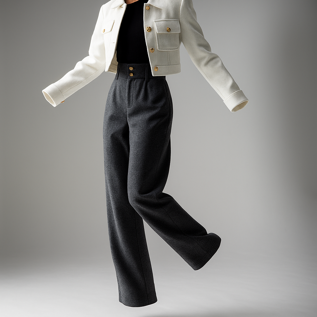 Women's Wool Trousers Wide Leg Pants