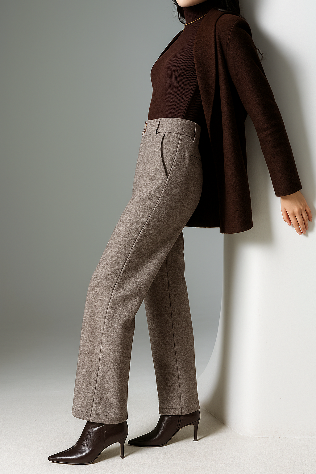 Women's Wool Trousers Wide Leg Pants