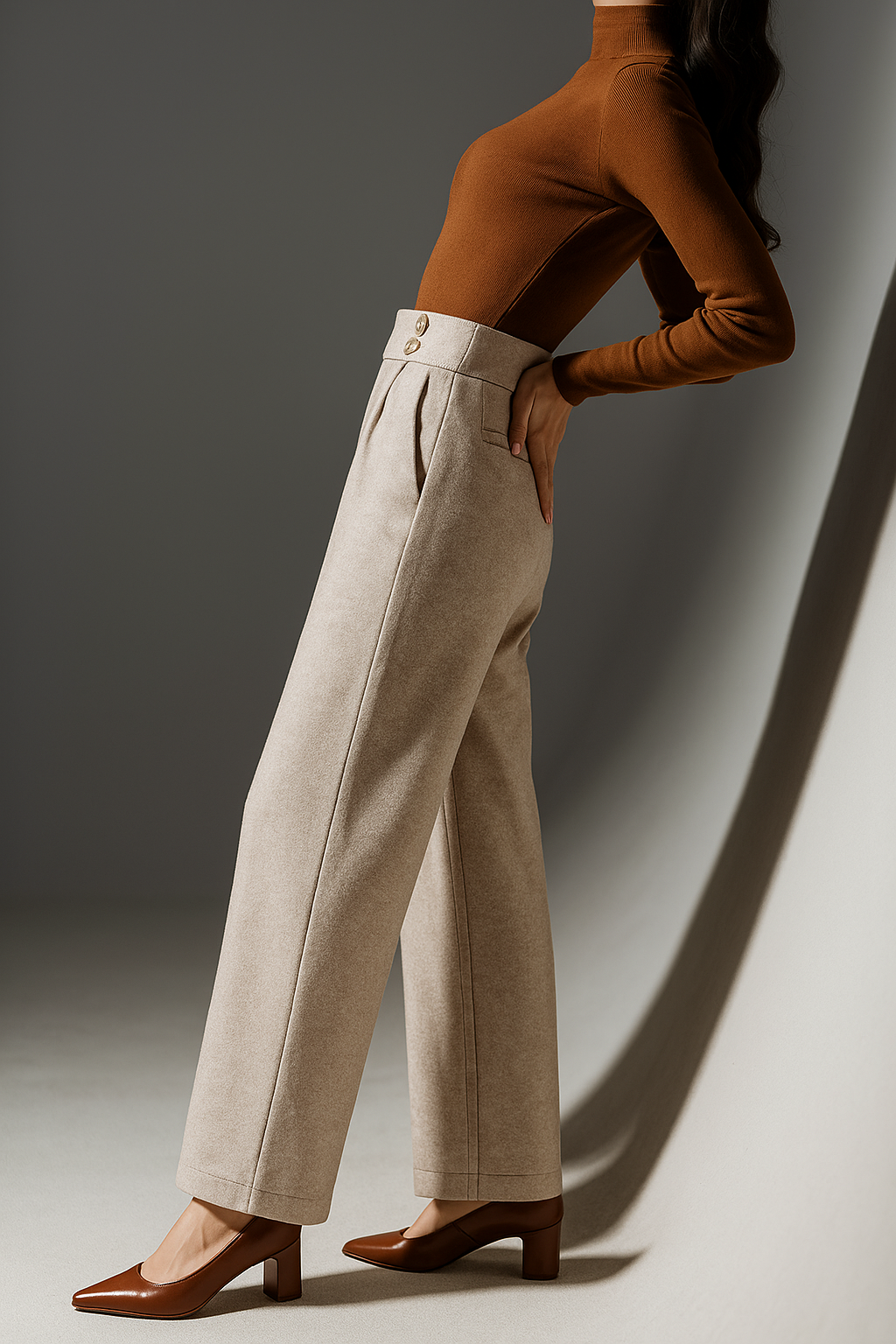 Women's Wool Trousers Wide Leg Pants