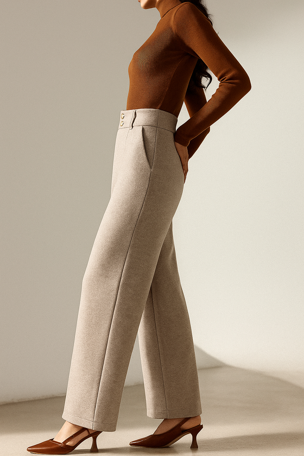 Women's Wool Trousers Wide Leg Pants
