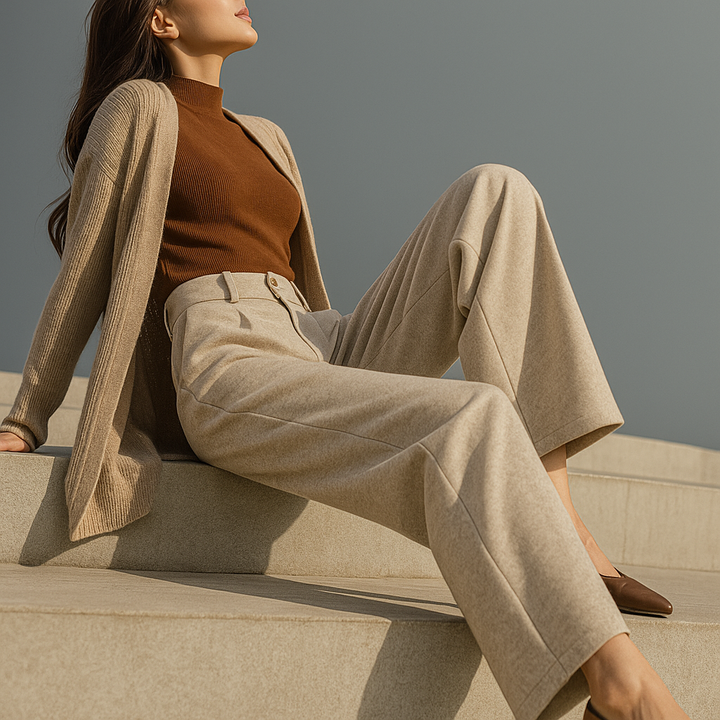 Women's Wool Trousers Wide Leg Pants