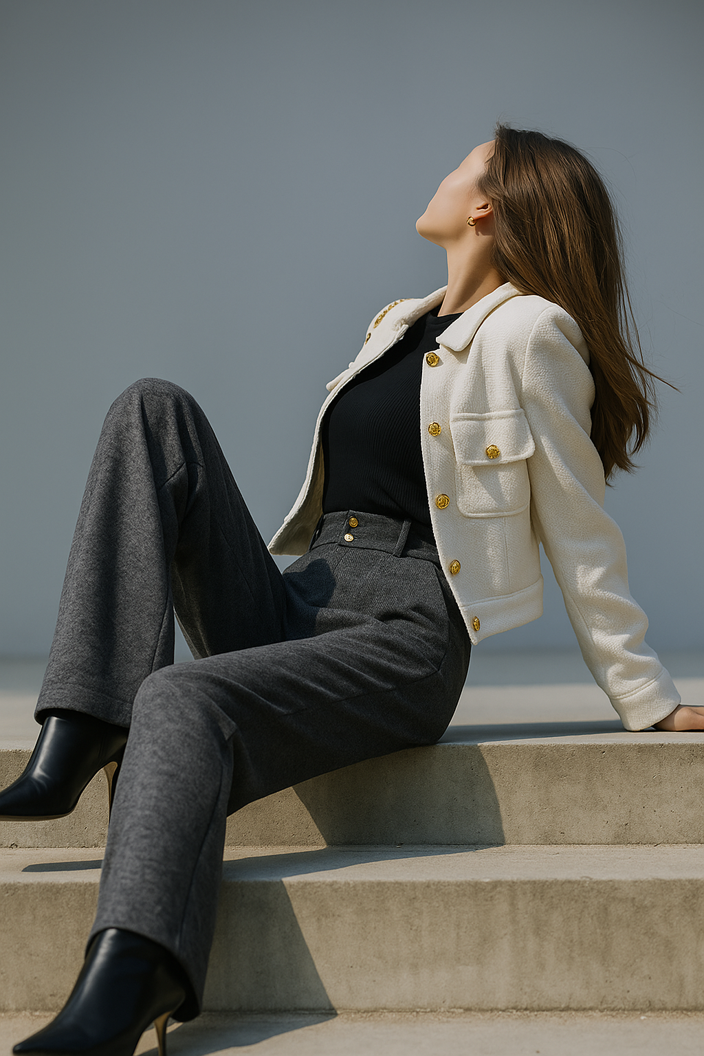 Women's Wool Trousers Wide Leg Pants