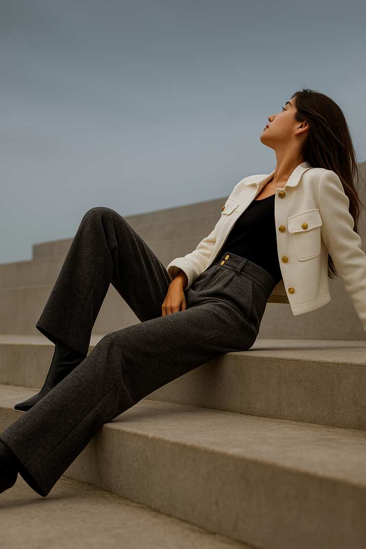 Women's Wool Trousers Wide Leg Pants
