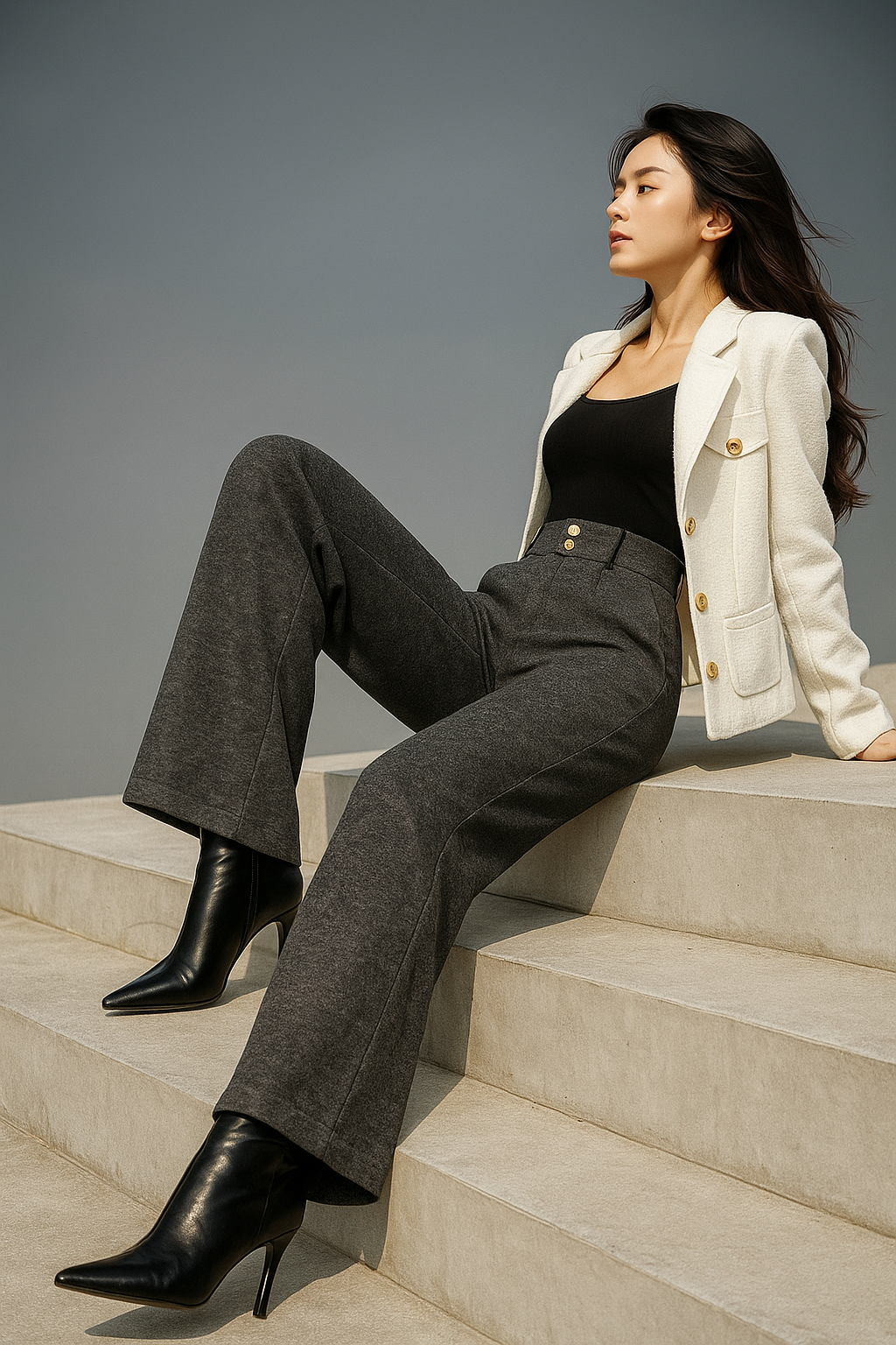 Women's Wool Trousers Wide Leg Pants