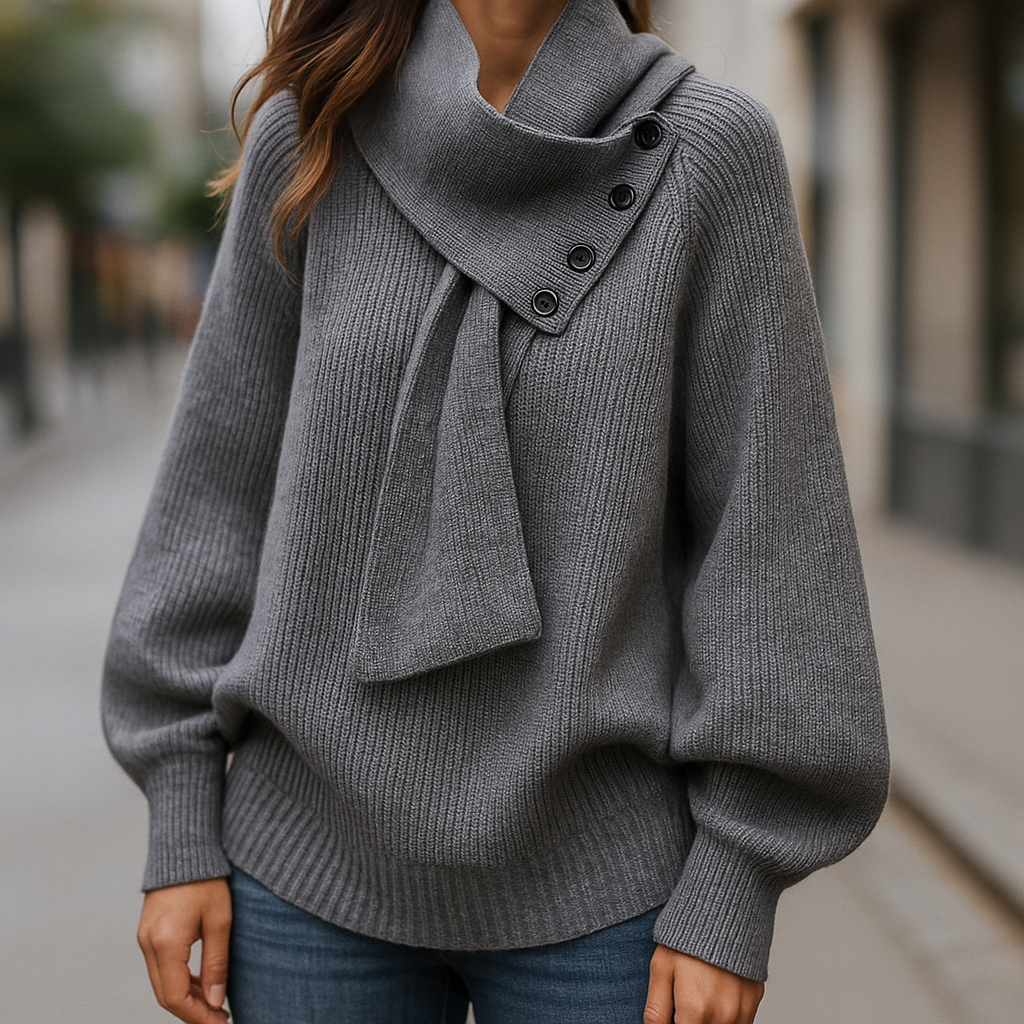 Women's Knit Jumper Merino Wool Cowl Neck Pullover Sweater