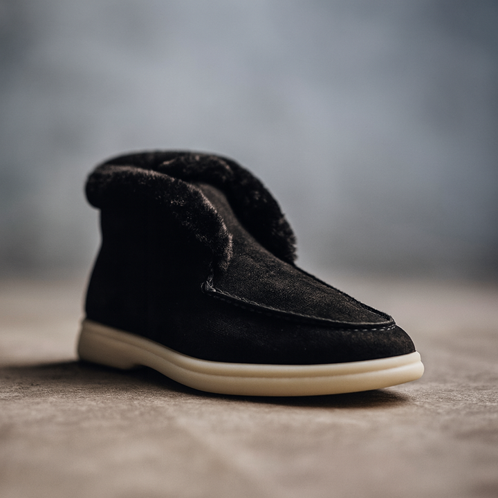 Bottines à enfiler pour femmes en daim doublées de polaire